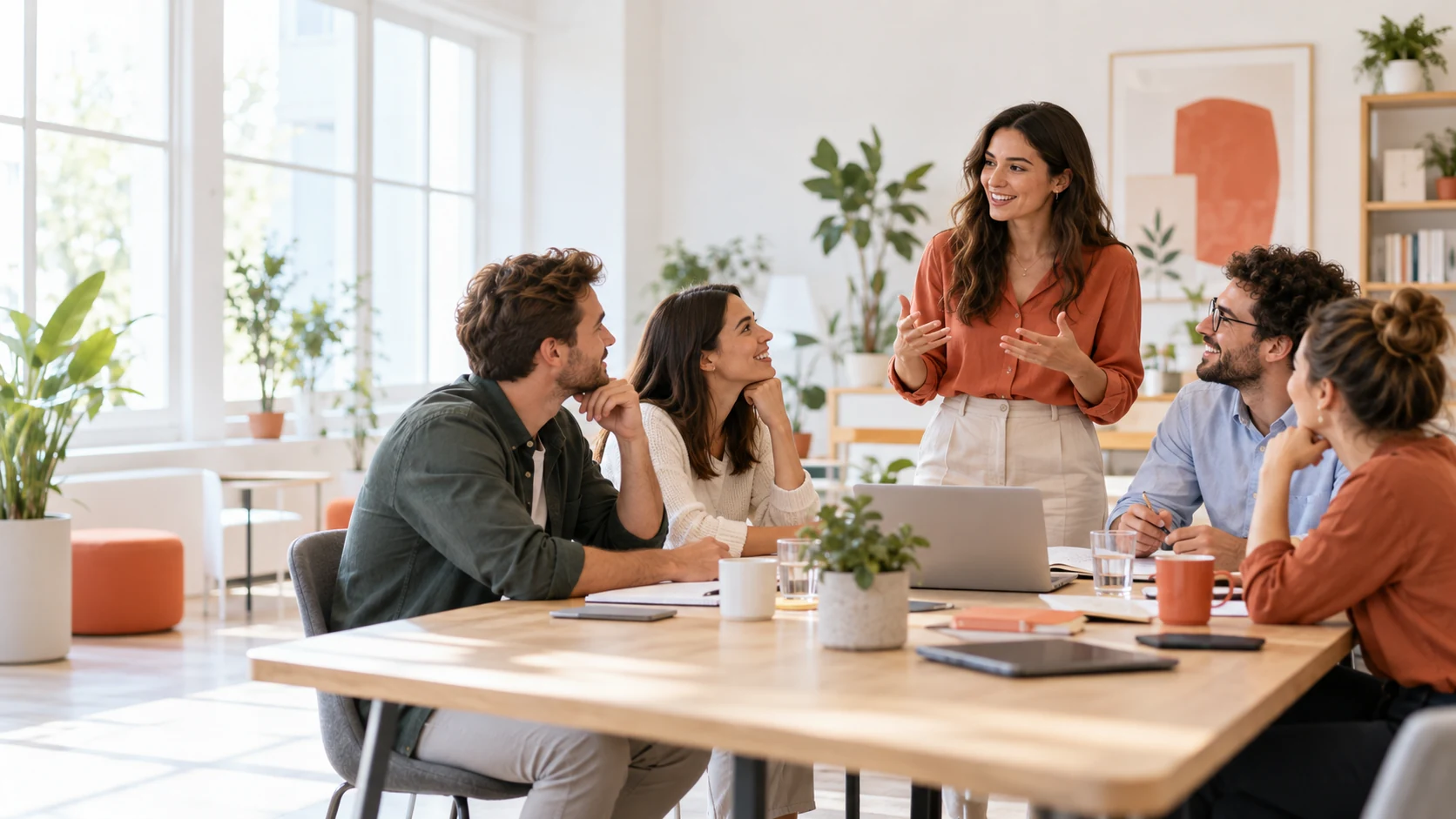 Profesionales compartiendo ideas y trabajando en equipo