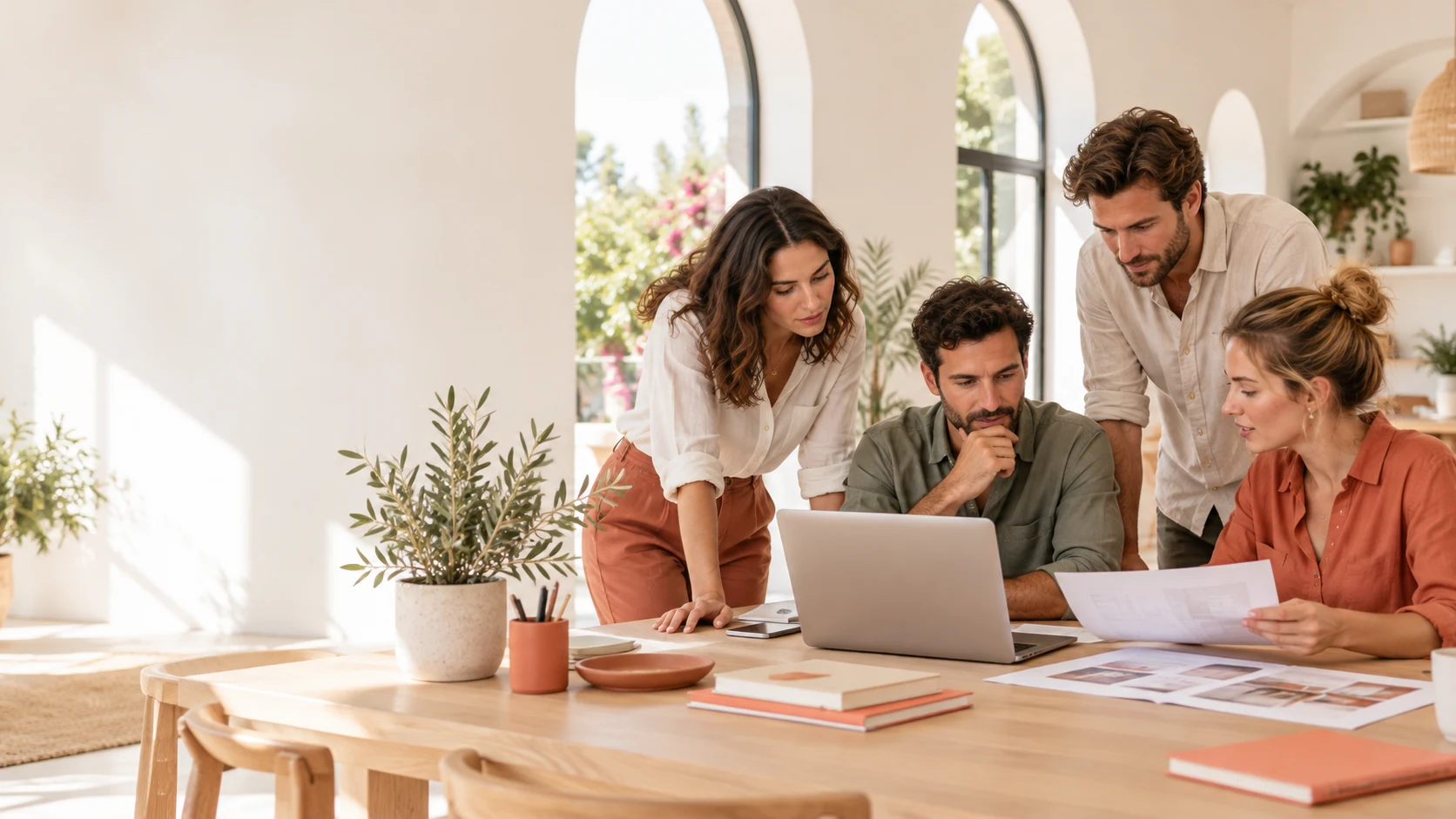 Profesionales compartiendo ideas y trabajando en equipo